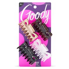 Goody SlideProof Classics Medium Claw Clips – 4ct Assorted Neutrals Hair Styling