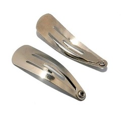 50 PCS Snap Hair Clips – Silver Metal Tear Drop Shape Snap Hair Clip in 3 Sizes