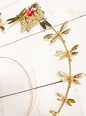 Gold Dragonfly Halo Crown, Halloween Halo Headpiece, Dragonfly Crown Headband