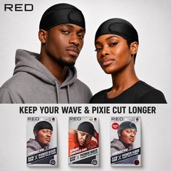 Wave Cap Spandex Compression Adjustable HookandLoop Black for 360 Waves Locs B
