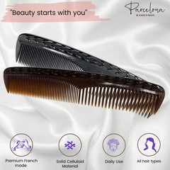 Parcelona French Bordered Cellulose Acetate Toothed Large Dressing Hair Comb