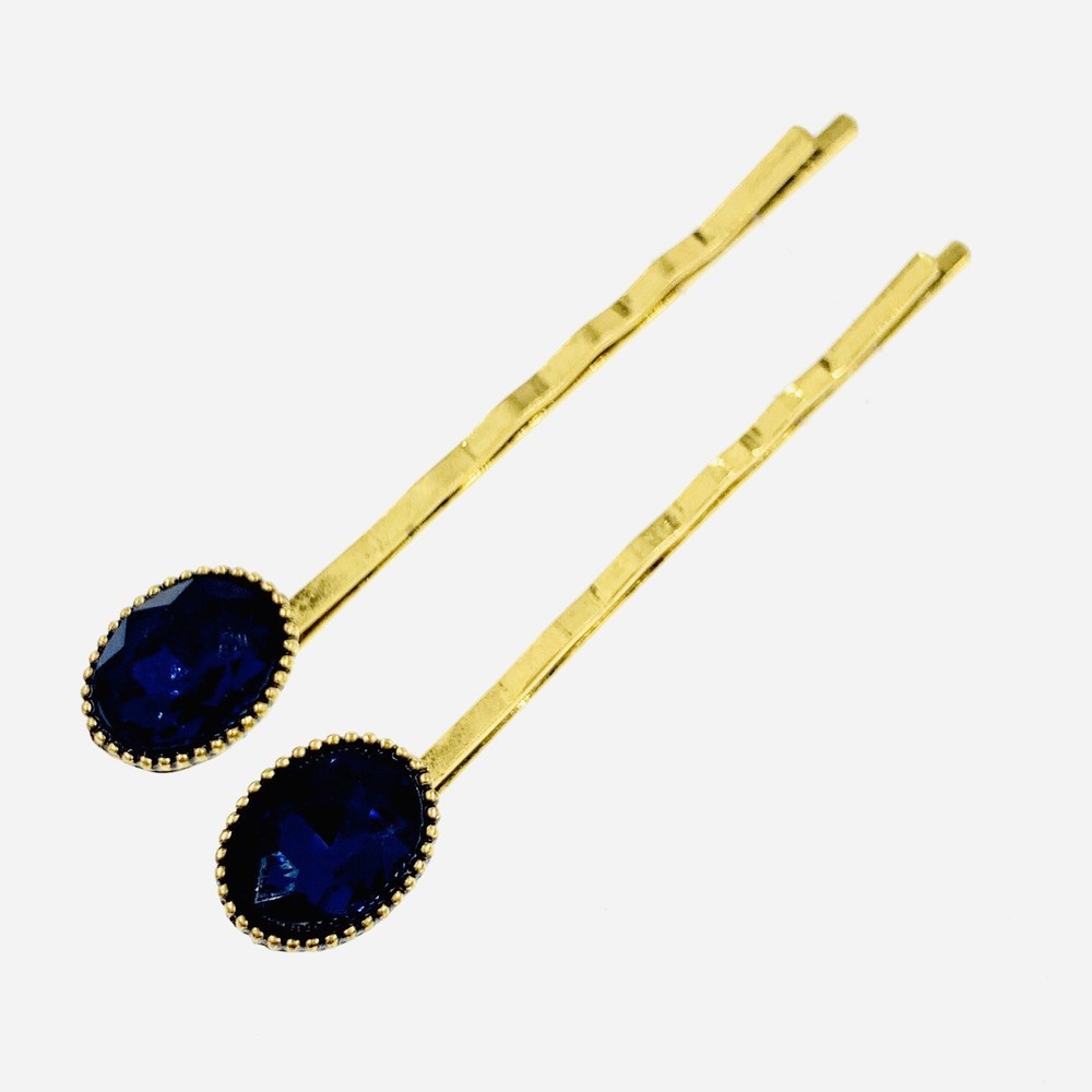 Vintage Bobby Pin Clip Rhinestone Crystal Hairpin Wedding Elegant Nave Blue F4