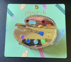 Piper K Artist Paint Palette Art Hair Clip with Rhinestones (Gold Metal) NEW