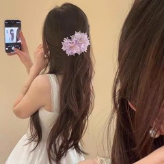 Purple Flower Hair Clip Beach Vacation Photo Side Hair Accessory 2pc