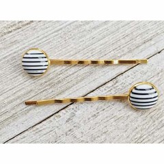 Black and White Striped Hair Pins, Womens Hair Pins, Modern Hair Pins, Decorativ
