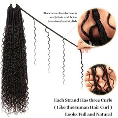 8 Packs Goddess Faux Locs Crochet Hair-24 Inch Boho Soft 24 Inch(Pack of 8) #1B