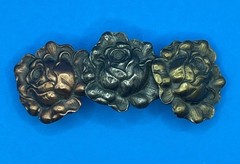 Vintage 80s Intricate Rose Mixed Tri Metal Tones Hair Barrette Made in France