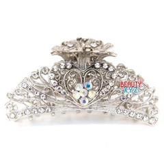 USA Hair Claw Rhinestone Crystal Hairpin Large Metal heart hair claw clamp Clip
