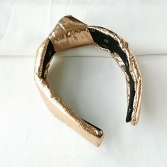 Alicia Bonnie The Precious Metals Gold Metallic Faux Leather Knotted Headband