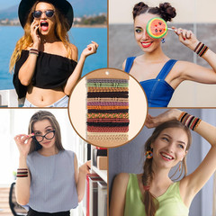 28 Pcs Boho Hair Ties Braided Elastic Bracelets Hair Ties Ponytail Holders for W