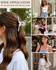 3PCS Acrylic Bow Hair Clips for Women – Nonslip Large Black and white