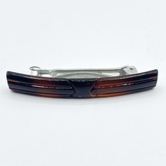 Vintage Stay Put Hair Clip Faux Tortoise Shell Barrette Brown Snap Clasp 2.75”
