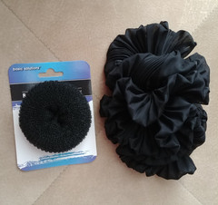 Lot 2 Hair Clip Black Bow Ribbon Floral Beret Basic Solution Hair Donut Bump