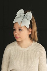 24 BLACK Big 7″ Cheer Bow Pony Tail 3 Inch Ribbon Girls Hair Bows Cheerleading