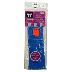 Vintage BLUE Nylon Stretch Hair Band Tip Top #5911 Headband 2″ Retro Sealed NOS