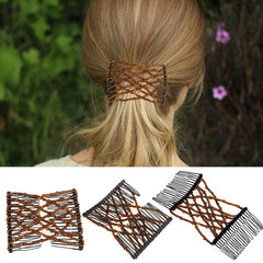 6 Pieces Magic Hair Comb Elastic Beaded Hair Clips Women Stretchy Bride Double