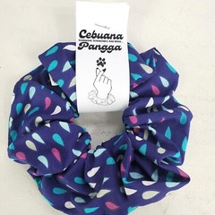 Handmade Women’s Scrunchies size XL Purple Cotton Colorful Raindrops Print New
