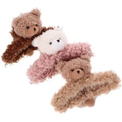 Fuzzy Plush Hair Claw Clips Cute Bear Jaw Clamps Thick Hair 3 PCS