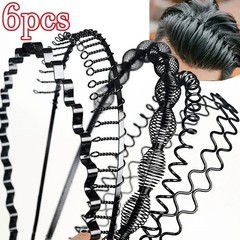 6Pcs Metal Hair Headband Wave Style Hoop Band Comb Sports Hairband Men Women US