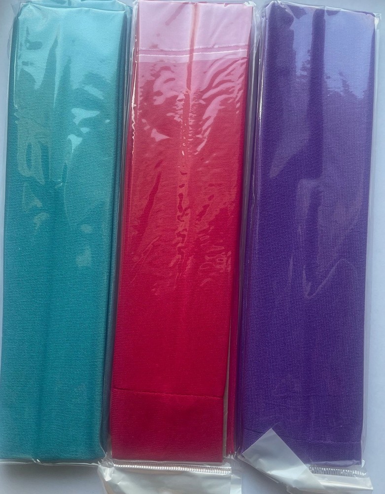 6 Headbands Continuous stretch Solid LOT Nylon 2 each Purple Turquoise Crimson