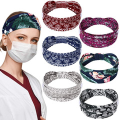 6 Pieces Headbands with Buttons for Mask Non Slip Boho Nursing Headbands Wide Nu