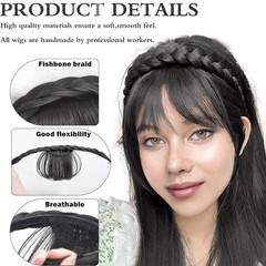 Braids Headband Hair Neat Fringe Bands Instant Hair Bangs With Headband Braided