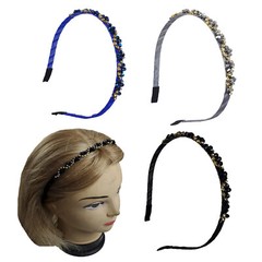 Thin Headband w/Rhinestones Beads Women Girls Metal Hairband Stylish Headband