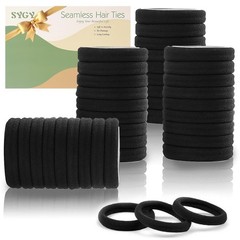 100PCS Black Hair Ties for Women, Seamless Cotton Hair Bands, No Crease No Damag