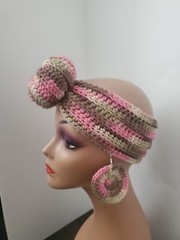 Top Knot Headband And Earrings Crochet Handmade Camouflage