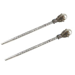 Pack of 2 Vintage Rhinestone Pearl Hair Stick Vintage Hair Chopsticks Hairpin