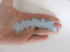 Powder blue frosted flower banana hair claw clips with swarovski crystals