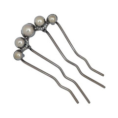 2pcs U Shaped Pearl Hair Pins Elegant Metal Fork Hair Clips for Women