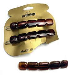 Vintage KARINA Hair Barrettes 2 1/4” Clips Set of 8 Brown