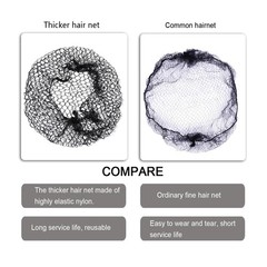 24 Pcs Thicker Hair Net Black Invisible Elastic Edge Mesh Wig Net Reusable Ha…