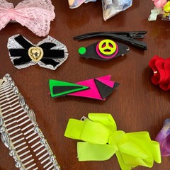 Vtg 80s Hair Accessories Lot Madonna Banana Clips Bows Barrettes Headbands