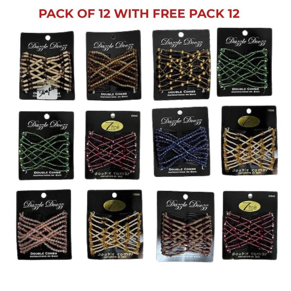 12 Double Hair Comb Magic Beads Elasticity Clip Stretchy Hair Combs Clip Fashion