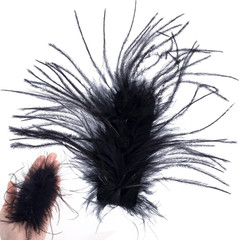 Ostrich Hair Clip, Black Fluffy Feather Hairpins for Women Long Short Straight C