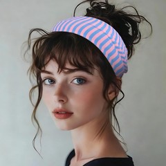 6 PCS Striped Headbands Stretchy Wide Non Slip Thick Hair Wraps Elastic Yoga
