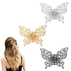 Esitrormi 3PCS Butterfly Hair Clips 1 Count (Pack of 3), gold black silver