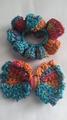 Hair Bow Scrunchie Barrette – Colorful – Soft Set Of 2- Girls Teens Women
