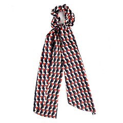 Nollia 4 Sets Geometric Print Scrunchies With Matching Hair Ties, Satiny Fabric