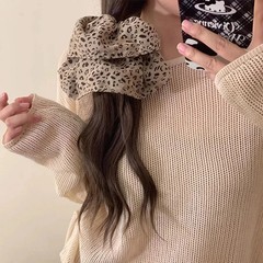 Vintage Leopard Print Large Scrunchie For Women Girls Sweet Hair Ornament.