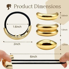 Gold Hair Ties 6 Pack, Elegant Metal Hair Accessories for Women Girls