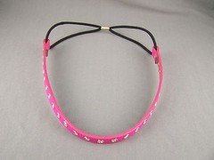 Pink faux leather grommet thin skinny headband hair band 7/16″ wide stretch