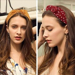 6pcs/set Polka Dot Bow Headbands Vintage Retro Bunny Ears Hair Hoop Wide Knot…