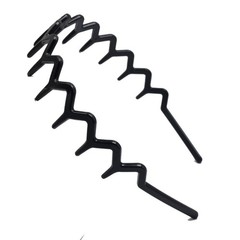6 Black Plastic Zigzag Comb Headband 28mm Wavy Sharks Tooth Hair Bands for Women