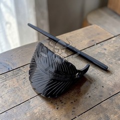 Handcrafted Medieval Leaf Design Horn Hair Bun Holder – Natural Hair Stick
