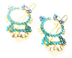 USA SELLER Rhinestone Crystal Hair Clip Hello Kitty Cat Kid Child Pin Blue TWO
