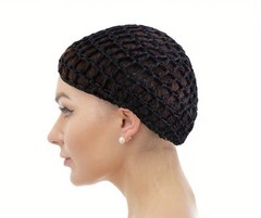 Black Crochet Hair Net Caps Elastic Mesh Snood for Sleeping Night Cover Women