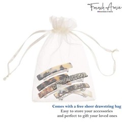French Amie Bar Mini Set of 6 Handmade Celluloid Hair Clip Barrette for Girls
